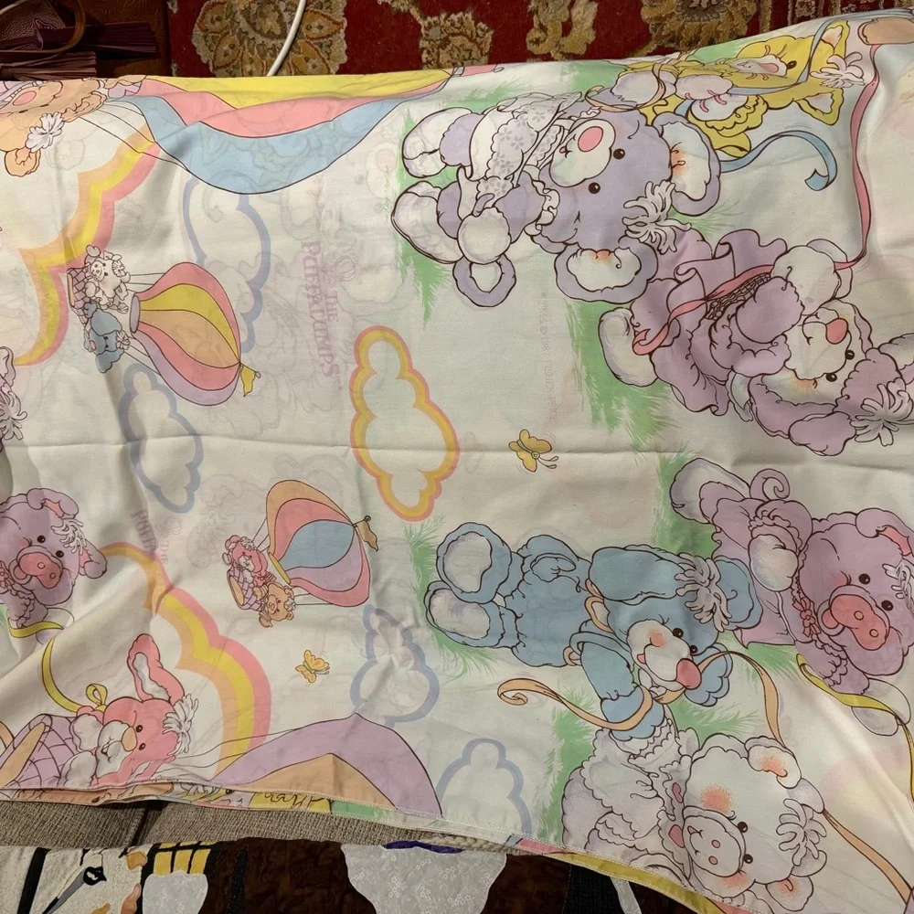 Vintage 1987 Puffalumps Twin Sheet Set Fisher Price Pastel 80s Bedding - Picture 4 of 7